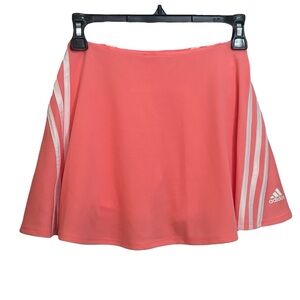 Adidas Acid Red Girls Tennis Skirt with White Stripes and Logo